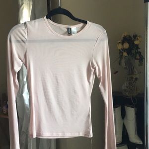 Light Pink Sheer/Mesh Long Sleeve Top